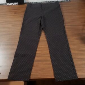 Margaret M Polka Dot Straight Leg Slimming Pants Medium